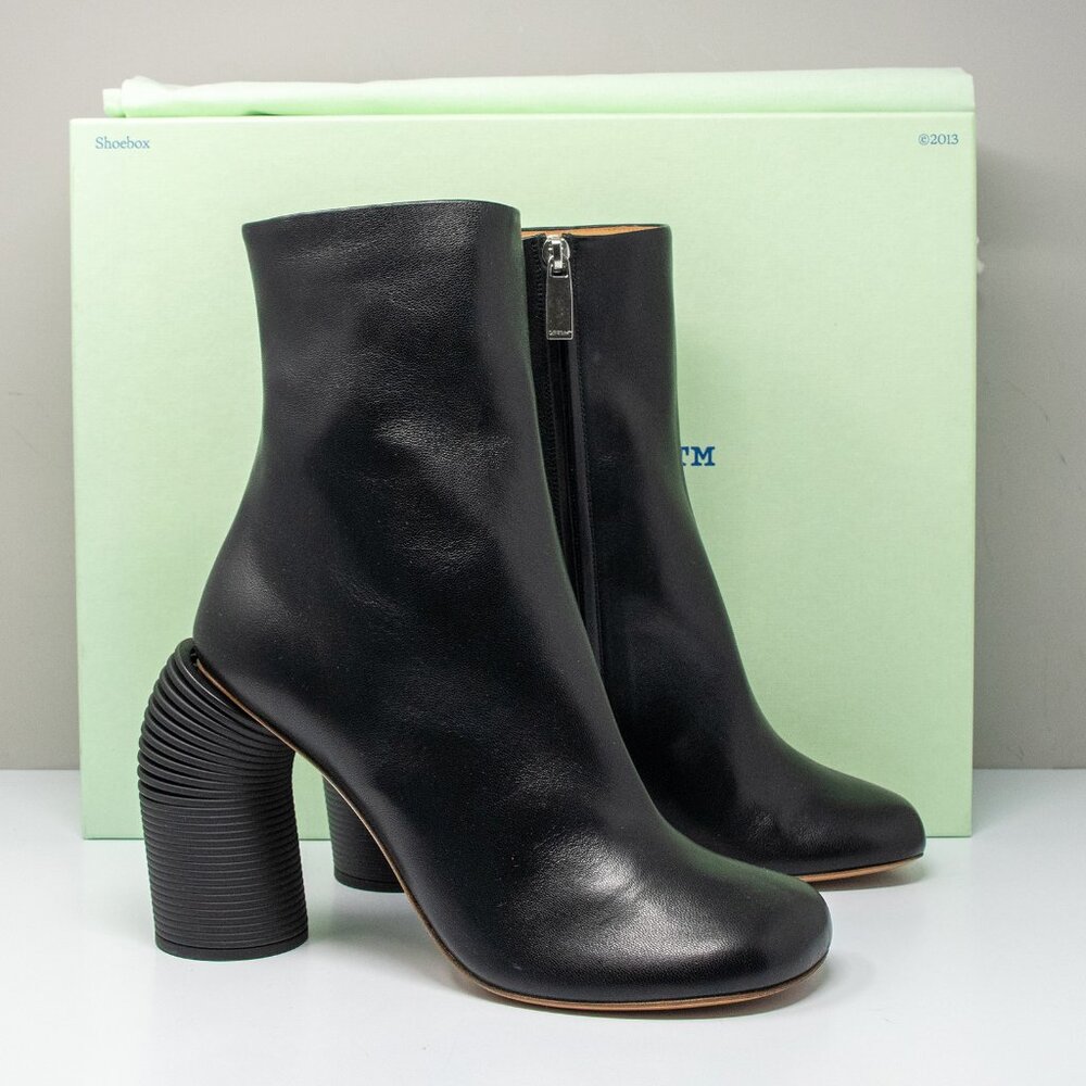 Off-White Tonal Spring 110mm Black Leather Boots, Size 41 EU (11 US)